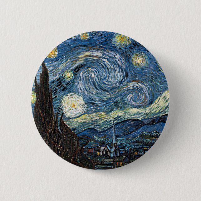 Van Gogh Starry Night Pinback Button (Front)