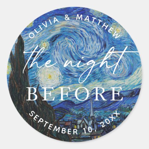 Van Gogh Starry Night | Rehearsal Dinner Wedding Classic Round Sticker