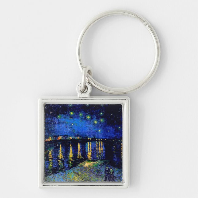 Van Gogh Starry Night Rhone (F474) Fine Art Keychain (Front)