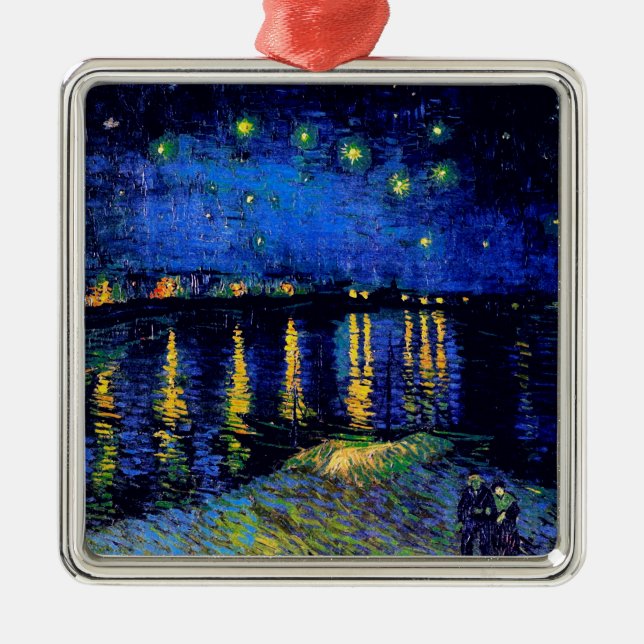 Van Gogh Starry Night Rhone (F474) Fine Art Metal Ornament (Front)