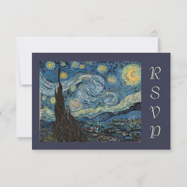 Van Gogh Starry Night rsvp Invitation (Back)