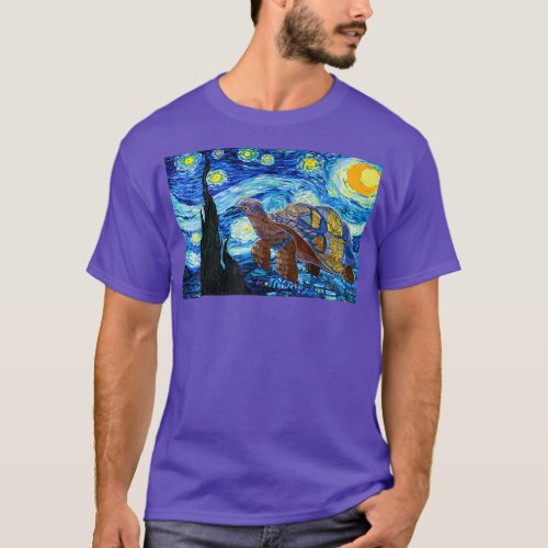 Van Gogh Starry Night Sea Turtle Art Painting T_Sh T_Shirt