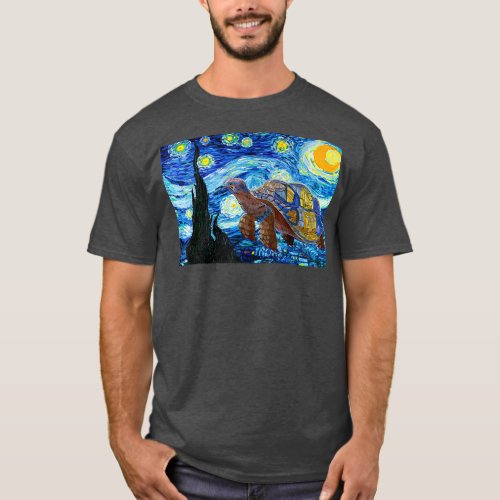 Van Gogh Starry Night Sea Turtle Art Painting  T_Shirt
