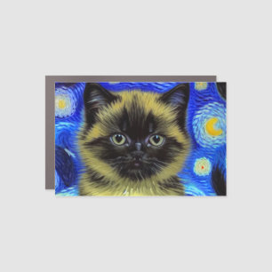Van Gogh Starry Night Siamese Cat Car Magnet