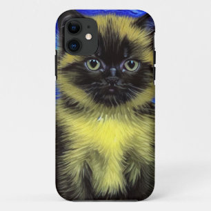 Van Gogh Starry Night Siamese Cat iPhone 11 Case
