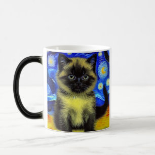 Van Gogh Starry Night Siamese Cat Color Morph Mug
