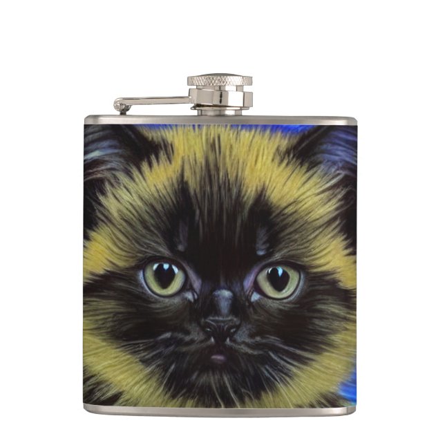 Van Gogh Starry Night Siamese Cat Flask (Front)
