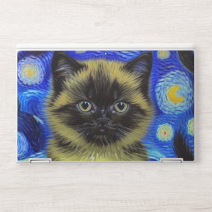 Van Gogh Starry Night Siamese Cat HP Laptop Skin