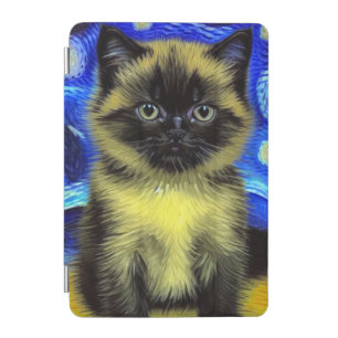 Van Gogh Starry Night Siamese Cat iPad Mini Cover