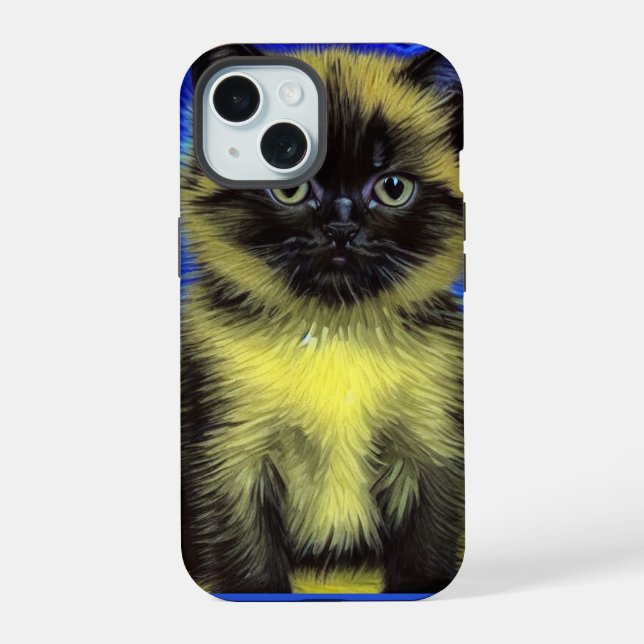 Van Gogh Starry Night Siamese Cat Iphone Case (Back)