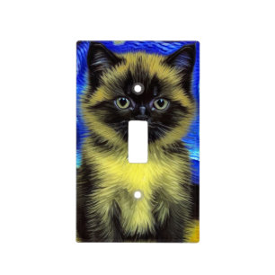 Van Gogh Starry Night Siamese Cat Light Switch Cover