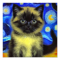 Van Gogh Starry Night Siamese Cat