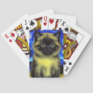 Van Gogh Starry Night Siamese Cat Poker Cards