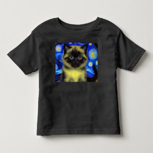 Van Gogh Starry Night Siamese Cat Toddler T-shirt