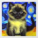 Van Gogh Starry Night Siamese Cat Window Cling<br><div class="desc">Window Cling featuring a Siamese cat in Van Gogh’s painting Starry Night! This fluffy beauty poses in front of a blue night sky with shining moon and stars. A cozy gift for cat lovers and Dutch art collectors!</div>