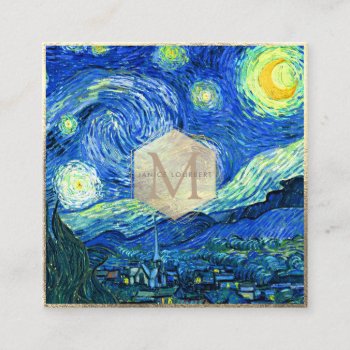 Van Gogh Starry Night Square Business Card by The_Masters at Zazzle