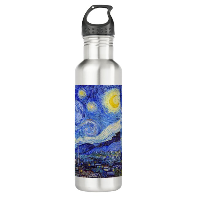 Van Gogh , "Starry Night" Stainless Steel Water Bottle (Front)