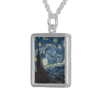 Van Gogh Starry Night Sterling Silver Necklace by Zazilicious at Zazzle