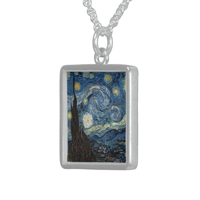 Van Gogh Starry Night Sterling Silver Necklace (Front Right)