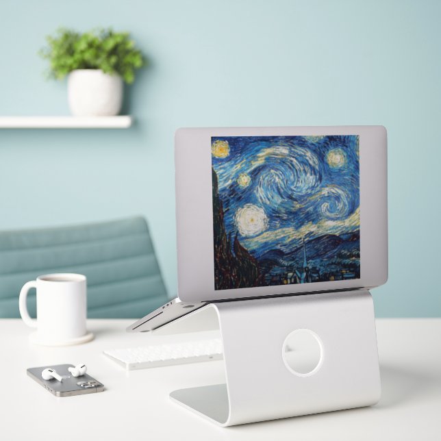 Van Gogh - Starry Night Sticker (Laptop On Desk)