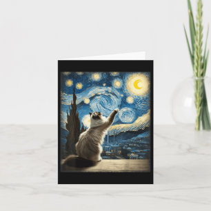 Van Gogh Starry Night Style Artistic Ragdoll Cat  Card