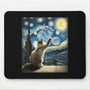 Van Gogh Starry Night Style Artistic Ragdoll Cat Mouse Pad