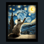 Van Gogh Starry Night Style Artistic Ragdoll Cat  Poster<br><div class="desc">Van Gogh Starry Night Style Artistic Ragdoll Cat</div>