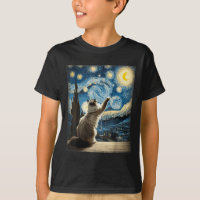 Van Gogh Starry Night Style Artistic Ragdoll Cat