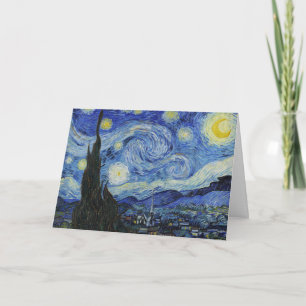 Van Gogh Starry Night Swirling Sky Blue Art Card
