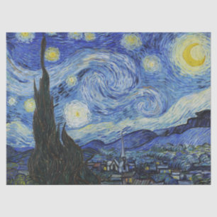 Van Gogh Starry Night Swirling Sky Blue Art Tissue Paper