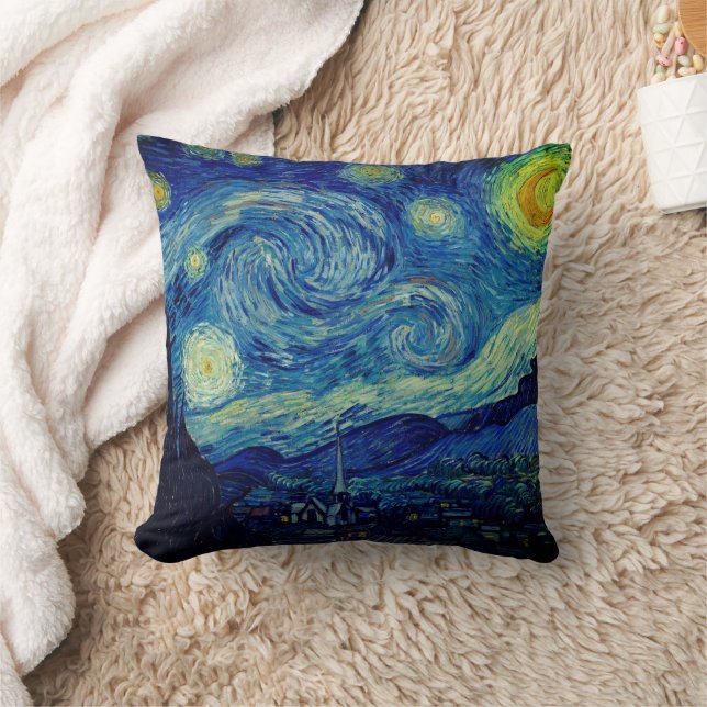 Van Gogh Starry Night Throw Pillow (Blanket)