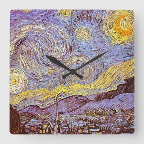 Van Gogh Starry Night Timepiece Square Wall Clock