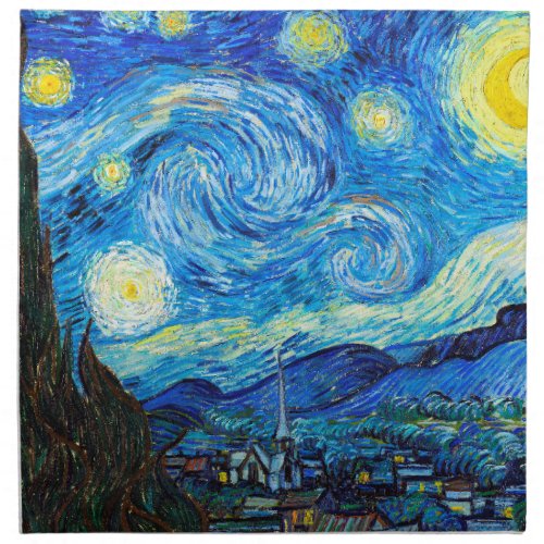 Van Gogh Starry Night vibrant fine art painting Cloth Napkin