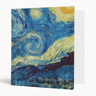 Van Gogh Starry Night Vintage Blue Masterpiece 3 Ring Binder