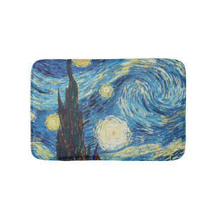 Van Gogh Starry Night Vintage Blue Masterpiece Bath Mat