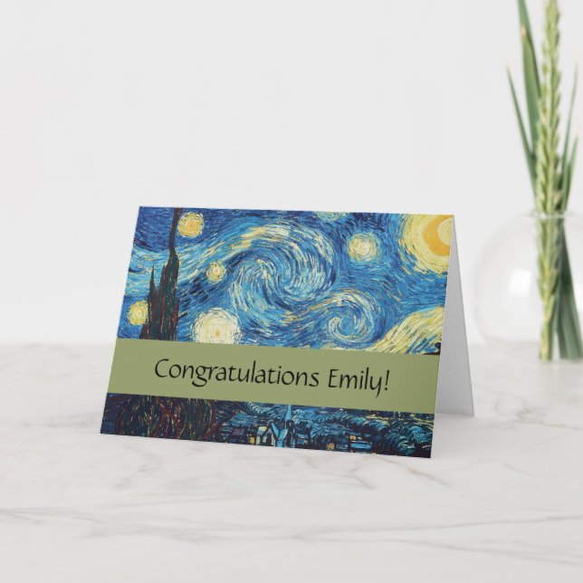 Van Gogh Starry Night Vintage Blue Masterpiece Card (Front)