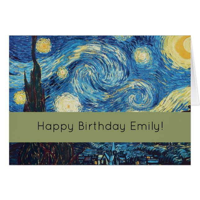 Van Gogh Starry Night Vintage Blue Masterpiece Cards (Front Horizontal)