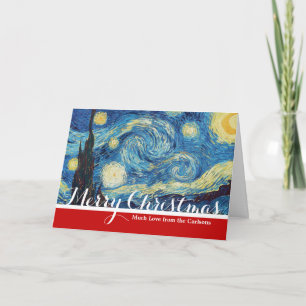 Van Gogh Starry Night Vintage Blue Masterpiece Holiday Card