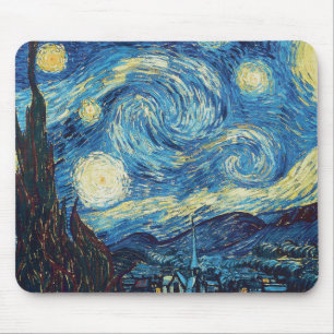 Van Gogh Starry Night Vintage Blue Masterpiece Mouse Pad