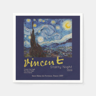 Van Gogh Starry Night Vintage Blue Masterpiece Napkins