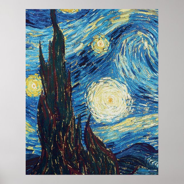 Van Gogh Starry Night Vintage Blue Masterpiece Poster (Front)