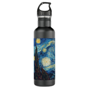 Van Gogh Starry Night Vintage Blue Masterpiece Stainless Steel Water Bottle