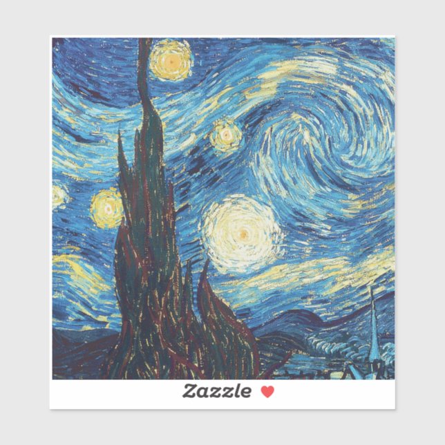 Van Gogh Starry Night Vintage Blue Masterpiece Sticker (Sheet)