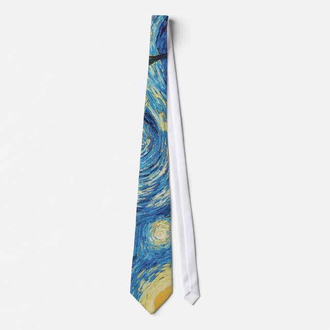 Van Gogh Starry Night Vintage Blue Masterpiece Tie (Front)