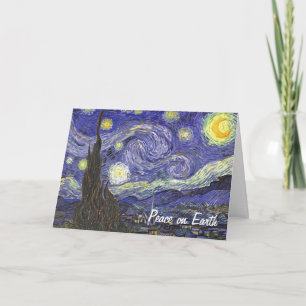 Van Gogh Starry Night, Vintage Christmas Holiday Card