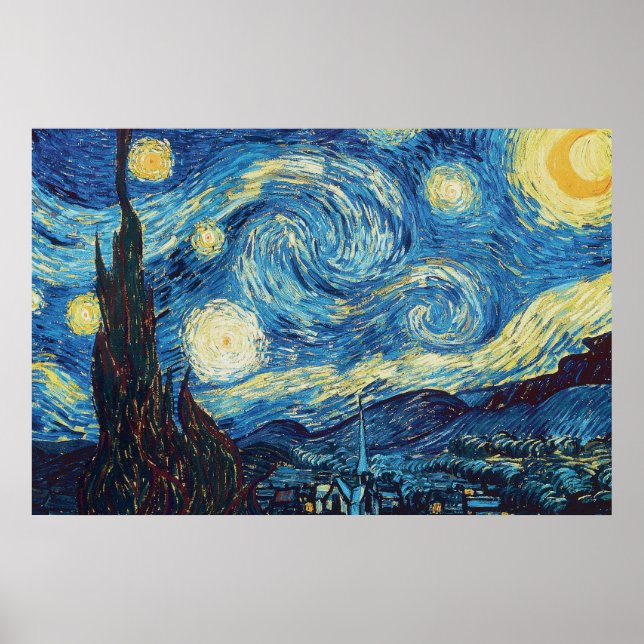 Van Gogh Starry Night Vintage Impasto Oil Painting Poster (Front)
