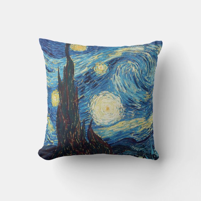 Van Gogh Starry Night Vintage Impasto Oil Painting Throw Pillow (Front)
