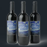 Van Gogh Starry Night Wedding Wine Label<br><div class="desc">Wedding wine labels featuring Vincent Van Gogh Starry Night painting.</div>