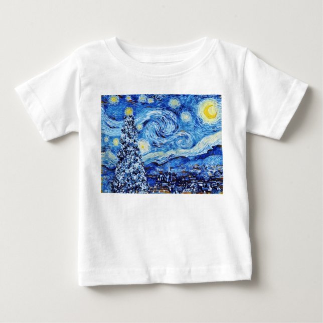 Van Gogh Starry Night - White Christmas Tree Baby T-Shirt (Front)