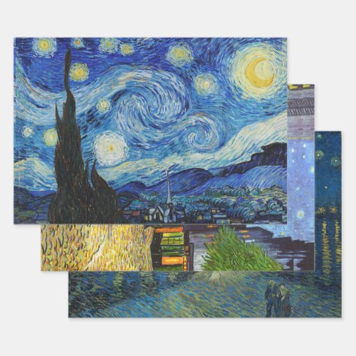 VAN GOGH STARRY NIGHTS HEAVY WEIGHT DECOUPAGE WRAPPING PAPER SHEETS